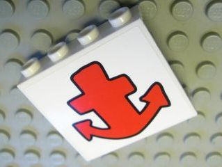 LEGO 4215bpb38 - Panel 1 x 4 x 3 - Hollow Studs with Red Anchor Pattern (Sticker) - Set 3832