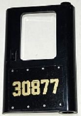 LEGO 42819pb001 - Deur 1 x 4 x 5 Trein Rechts, Dikke Ondersteuning met Gouden '30877' en Klinknagelpatroon (Sticker) - Set 70424