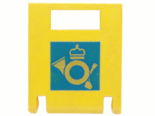 LEGO 4346pb01 - Container, Doos 2 x 2 x 2 met gleuf en posthoornlogo op blauw vierkant patroon