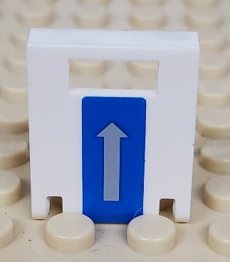 LEGO 4346pb16 - Container, Box 2 x 2 x 2 Door with Slot with Arrow Vertical on Blue Pattern (Sticker) - Set 7741