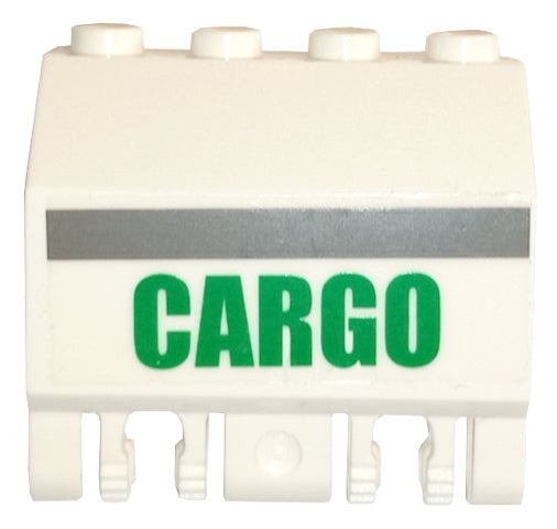 LEGO 44572pb005 - Paneel 2 x 4 x 3 1/3 met Double Locking 2 Fingers Hinge met groene 'CARGO' en grijze lijnpatroon (Sticker) - Sets 4511 / 10158
