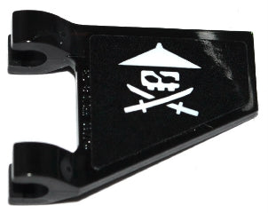 LEGO 44676pb029 - Vlag 2 x 2 Trapezium met Wit Ninja Schedel met Gekruiste Zwaarden Patroon aan Beide Zijden (Stickers) - Sets 70593 / 70602