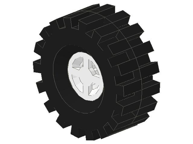 LEGO 4624c03 - Wiel 8mm D. x 6mm met zwarte band 21mm D. x 9mm Offset Tread Medium (4624 / 4084)