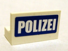 LEGO 4865pb014 - Paneel 1 x 2 x 1 met 'POLIZEI' op blauw patroon (sticker) - Set 7741