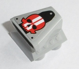 LEGO 50943pb10 - Vehicle, Air Scoop Engine Top 2 x 2 with Red Skull with White Stripes Pattern (Sticker) - Set 8864