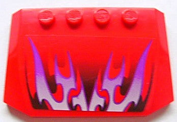 LEGO 52031pb042 - Wig 4 x 6 x 2/3 Drievoudig gebogen met paarse vlammenpatroon (Sticker) - Set 8136