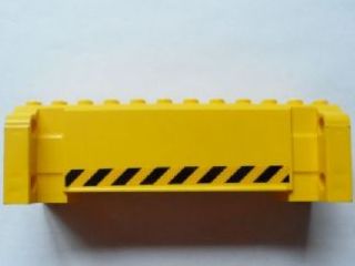 LEGO 52041pb003 - Kraansectie 4 x 12 x 3 met 8 Pin Holes en zwarte gevaarstrepen aan beide zijden (stickers) - Set 7249