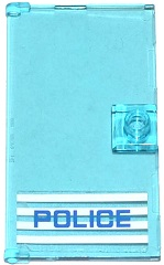 LEGO 60616pb009R - Deur 1 x 4 x 6 met Stud Handvat met 'POLICE' Blauw op Witte Strepen Dun Lettertype Patroon Handvat Rechts (Sticker) - Set 60047