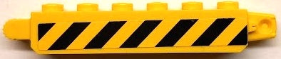LEGO 30388pb014L - Aangepaste steen 1 x 6 met slot en zwart-geel gestreept patroon (linkerkant) - Onderdeel van set 60124