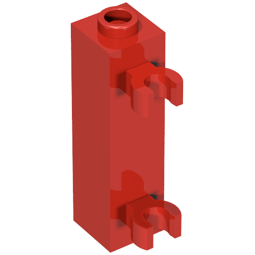 LEGO 60583b - Aangepaste steen 1 x 1 x 3 met 2 clips (Vertical Grip) - Hollow Stud