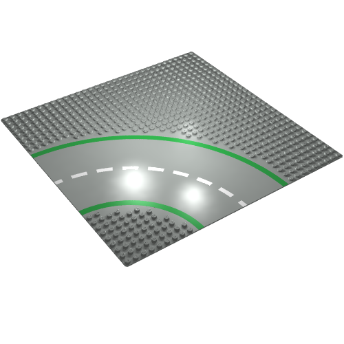 LEGO 609p01 - Basisplaat, Weg 32 x 32 9-Stud Bocht met Wegpatroon