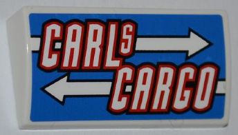 LEGO 61068pb006 - Helling, gebogen 2 x 4 x 2/3 zonder onderste tubes met 'CARLS CARGO' en pijlen patroon (sticker) - Set 8198
