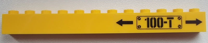LEGO 6112pb013R - Steen 1 x 12 met zwarte pijlen en '100-T' patroon rechts (sticker) - Set 60052