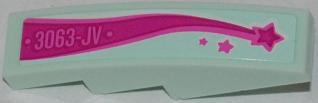 LEGO 61678pb057R - Helling, gebogen 4 x 1 met '3063-JV' en magenta vallende ster patroon - Rechterzijde (Sticker) - Set 3063