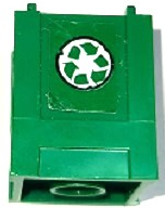 LEGO 61780pb006 - Container 2 x 2 x 2 - Bovenaan opening met recyclingpijlen op wit cirkelpatroon (Sticker) - Set 70424