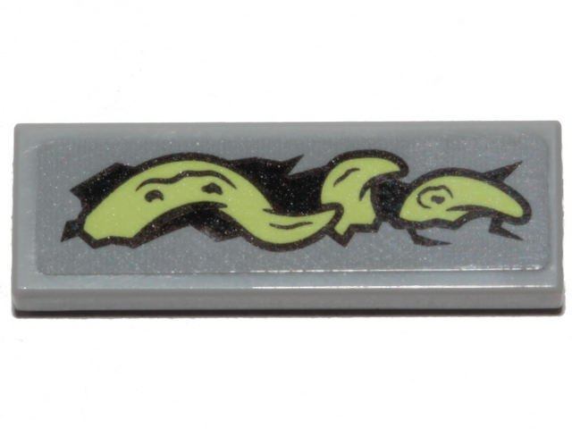 LEGO 63864pb109L - Tile 1 x 3 with Yellowish Green Tentacle Pattern Model Left Side (Sticker) - Set 70433