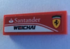 LEGO 63864pb136L - Tegel 1 x 3 met 'Santander', 'WEICHAI' en Ferrari Logo Patroon Model Linkerkant (Sticker) - Set 75879