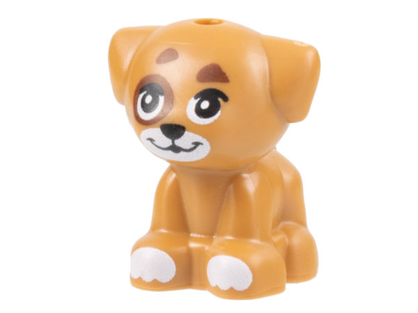 LEGO 69901pb08 - Dog, Friends Style, Puppy, Standing, Small with White Muzzle and Paws, and Reddish Brown Spots Pattern
