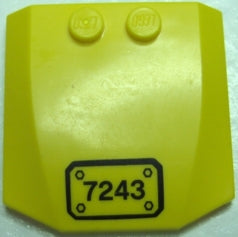 LEGO 45677pb019 - Wig 4 x 4 x 2/3 Drievoudig Gebogen met Nummer 7243 in Zwart Randpatroon (Sticker) - Set 7243