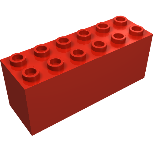 LEGO 73090a - Aangepaste steen 2 x 6 x 2 met gewicht - Onderste openingen, middennaad aan uiteinden