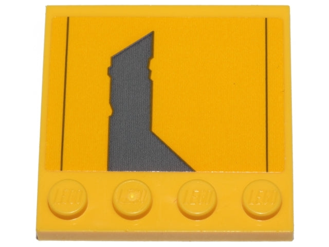LEGO 6179pb137L - Aangepaste tegel 4 x 4 met studs aan de zijkant met donker blauwgrijs Jedi Starfighter patroon model linkerkant (sticker) - Set 75214