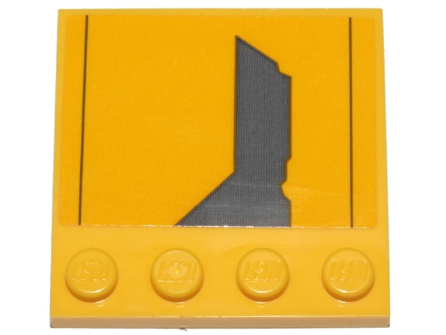 LEGO 6179pb137R - Aangepaste tegel 4 x 4 met studs aan de zijkant met donker blauwgrijs Jedi Starfighter patroon model rechterkant (sticker) - Set 75214