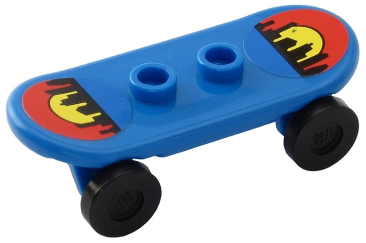 LEGO 42511c01pb01 - Minifigure, Utensil Skateboard Deck with City Skyline Sunset Pattern (Stickers) with Black Wheels (42511pb01 / 2496) - Set 7641