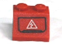 LEGO 3039pb061 - Helling 45 2 x 2 met wit elektriciteitsgevaar-teken in zwarte omlijning (Sticker) - Set 7701