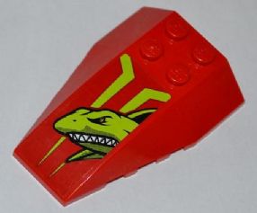 LEGO 43712pb033 - Wedge 6 x 4 Triple Curved with Lime Shark Head Pattern (Sticker) - Set 7967