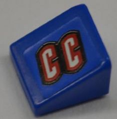 LEGO 54200pb037R - Slope 30 1 x 1 x 2/3 with 'CC' on Background Pattern Model Right (Sticker) - Set 8198