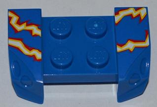 LEGO 44674pb15 - Voertuig spatbord 2 x 4 met koplampen overhang en elektrische vonken patroon aan beide kanten (stickers) - Set 8303