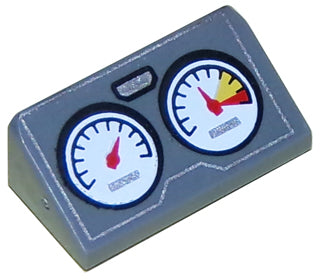 LEGO 85984pb100 - Slope 30 1 x 2 x 2/3 with 2 Gauges and Silver Outline Pattern