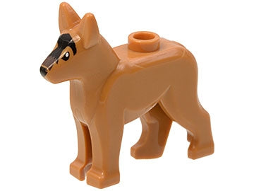 LEGO 92586pb01 - Hond, Duitse Herder met zwarte ogen, neus, bles en donkerbruine snuit patroon