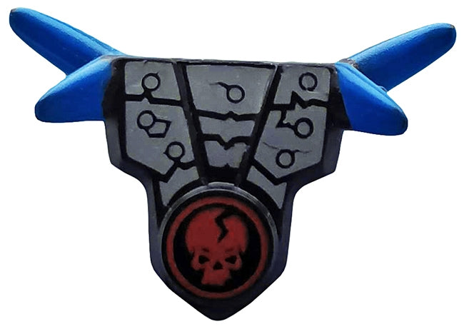 LEGO 93056pb02 - Minifigure Harnas Borstplaat met Schouderspikes Blauw en Rood Gebarsten Schedel in Cirkelpatroon