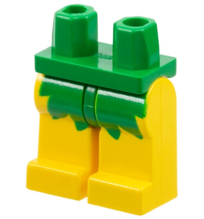 LEGO 970c03pb01 - Hips and Yellow Legs with Leaf Skirt Pattern