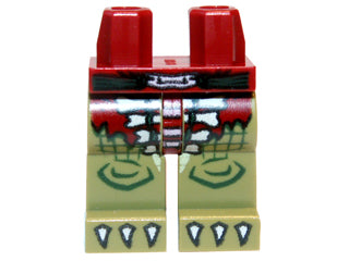 LEGO 970c155pb05 - Hips and Olive Green Legs with Loincloth, White Bones and White Claws Pattern
