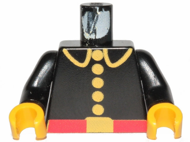 LEGO 973p21c01 - Torso brandweeruniform met rode riem en gele revers, knopen en gesppatroon / Armen / Gele handen