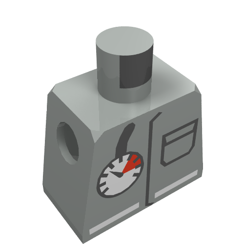 LEGO 973p29 - Torso brandweeruniform jas met zak en witte streep, luchtdrukmeter patroon
