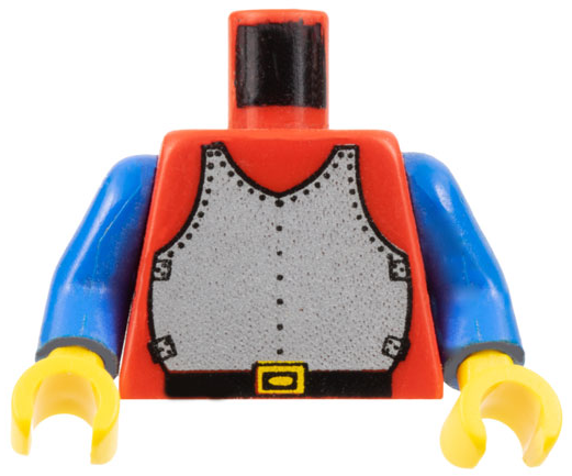 LEGO 973p40c03 - Torso Kast Zilveren Borstharnas, Zwarte Gordel met Gele Gesp Patroon / Blauwe Armen / Gele Handen