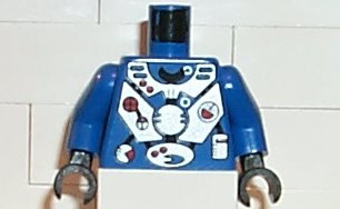 LEGO 973pb0047c01 - Torso Aquazone Hydronaut Zilver Duikpatroon 1 / Armen / Zwarte Handen