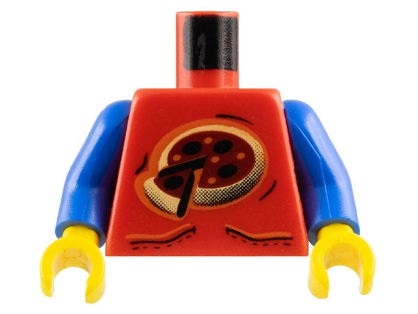 LEGO 973pb0057c01 - Torso Xtreme Stunts Shirt met Zakken en Pizza met Gesneden Plak Patroon / Blauwe Armen / Gele Handen