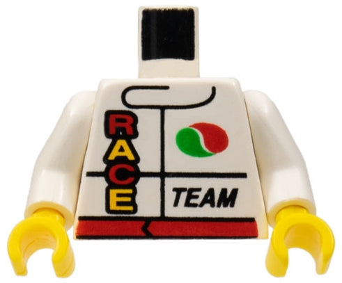 LEGO 973pb0101c01 - Torso met racejack Octan-logo, rode riem, 'RACE' en 'TEAM' patroon / Armen / Gele handen