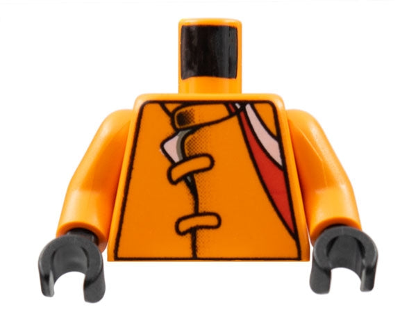 LEGO 973pb0272c01 - Torso Racers Jacket met banden, rood-wit gestreept patroon / armen / zwarte handen