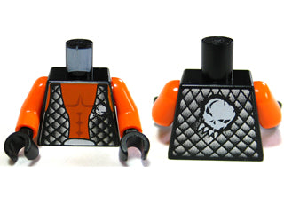 LEGO 973pb0579c01 - Torso Alien with Orange Skin and Open Vest with Alien Head on Front and Back Pattern / Orange Arms / Hands