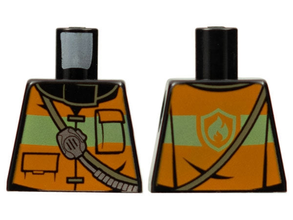 LEGO 973pb1303 - Torso brandweer reflecterend vest met zakken, schouderband met radio en brandweerbadge op rugpatroon