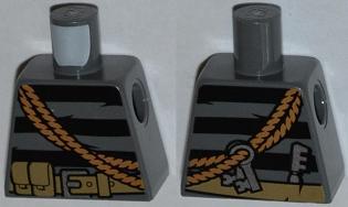 LEGO 973pb1322 - Torso met trui gestreept patroon, utility belt, touw en sleutels