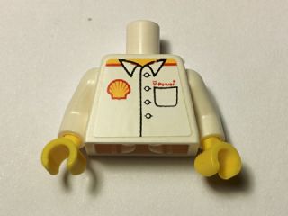 LEGO 973pb1812c01 - Torso met Shell-logo en 'V-Power' patroon boven zak (sticker) / Armen / Gele handen
