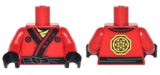LEGO 973pb2783c01 - Torso Ninjago Robe with Ninjago Logogram 'FIRE', Black Sash and Gold Emblem Pattern / Arms / Black Hands