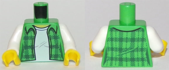 LEGO 973pb2914c01 - Torso met ruitjes flanellen hemd over wit T-shirt patroon / Witte armen / Gele handen