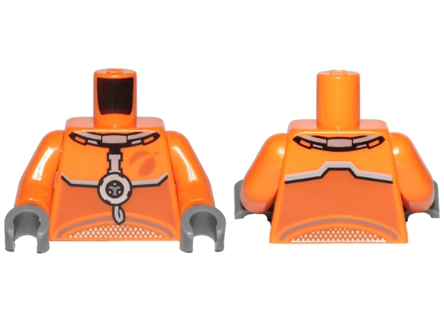 LEGO 973pb3557c01 - Romp ruimtepak met donker blauwgrijze strepen patroon / armen / donker blauwgrijze handen